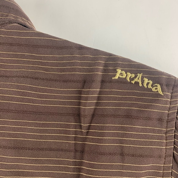 PrAna Brown Short Sleeve Button Front Shirt Size L - Picture 4 of 5